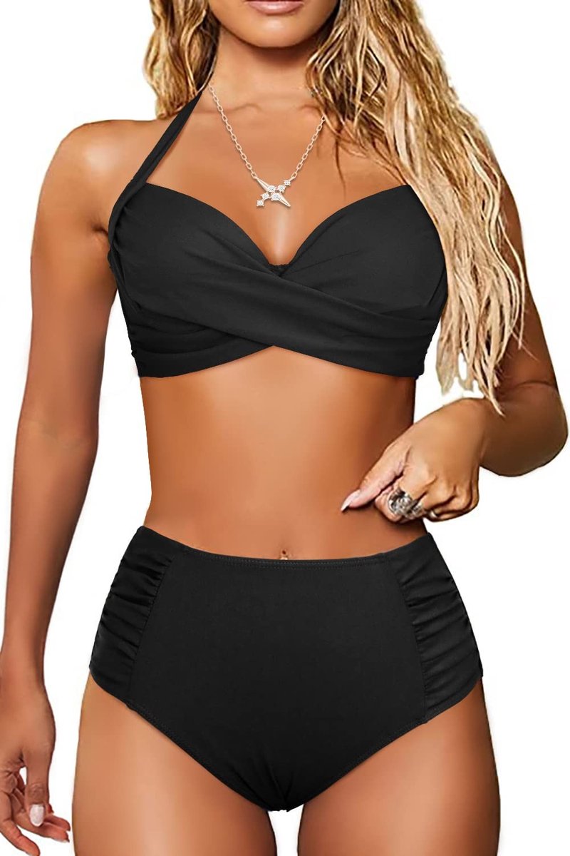 Dailygoods- Badpak Dames Hoge Taille - Tweedelig - Gevoerd - Push-up - Badmode - Zomerstijl - Comfortabel Materiaal 80% Polyester - Bikini