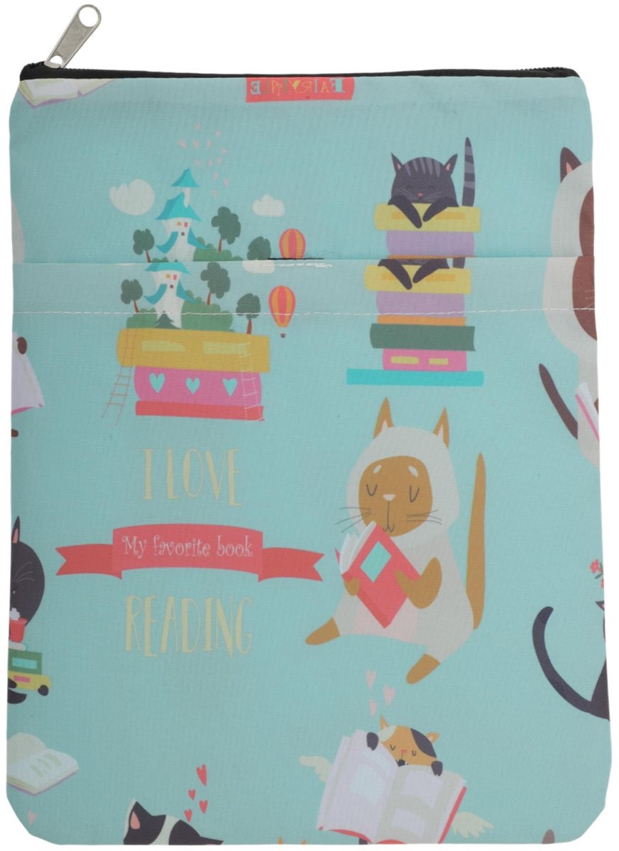 Dailygoods- Boekomslagen Kattenpatroon - Boekhoes met Ritssluiting - Wasbare Stof - Bescherming tegen Krassen/Vuil - 20 x 20 cm - Duurzaam Ontwerp