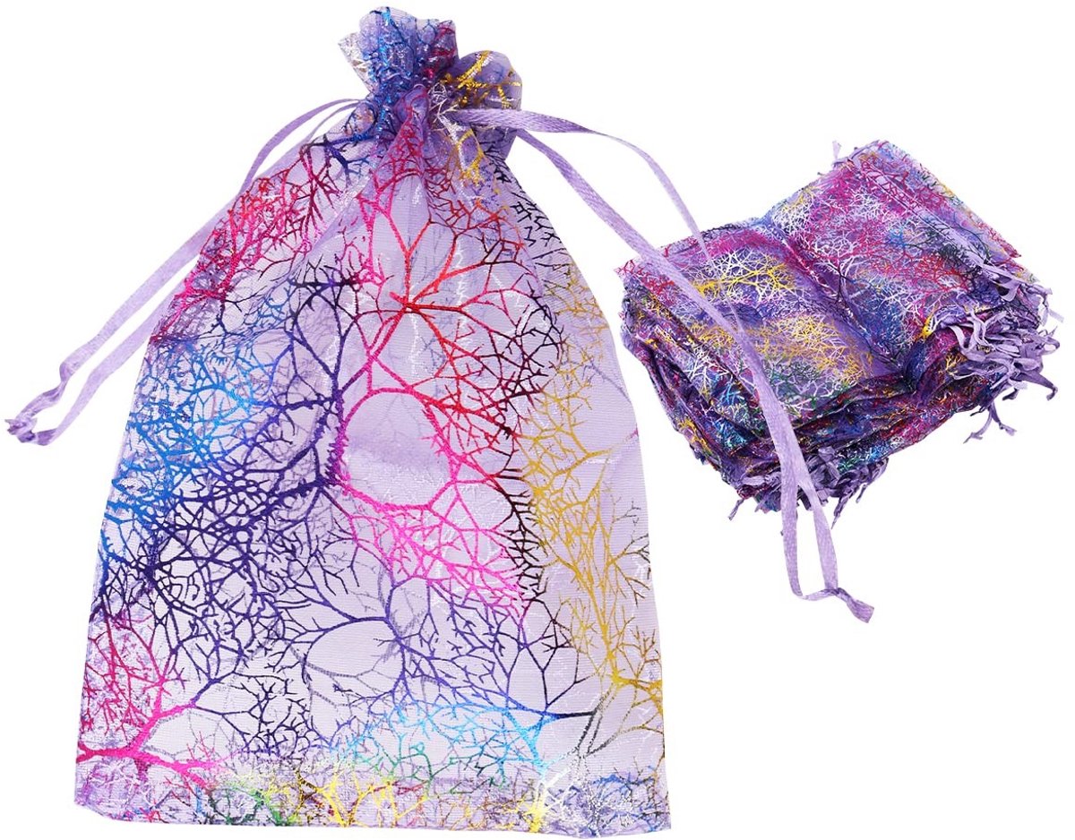 Dailygoods- Snoepzakje 100 Stuks - Organza Trekkoordzakken - Lichtgewicht - Herbruikbaar - 13 x 18 cm - Perfect voor Feestjes - Giftbag