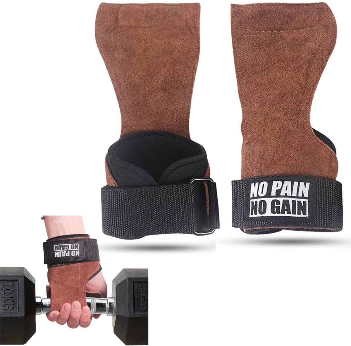 Dailygoods- Trekhulp Professionele Kwaliteit - Powerlifting Straps - Krachttraining Accessoire - Slijtvast/Schokbestendig - Hoogwaardig Leer - Aangenaam Draagcomfort - Lifting Straps