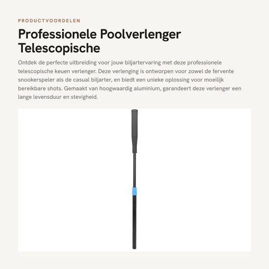 OmGoods - Dailygoody - Professionele Poolverlenger - Telescopische Keuen - Hoogwaardig Aluminium - Snooker Accessoires - Duurzaam Design - Geschikt voor Biljart... van Omgoods — afbeelding 4