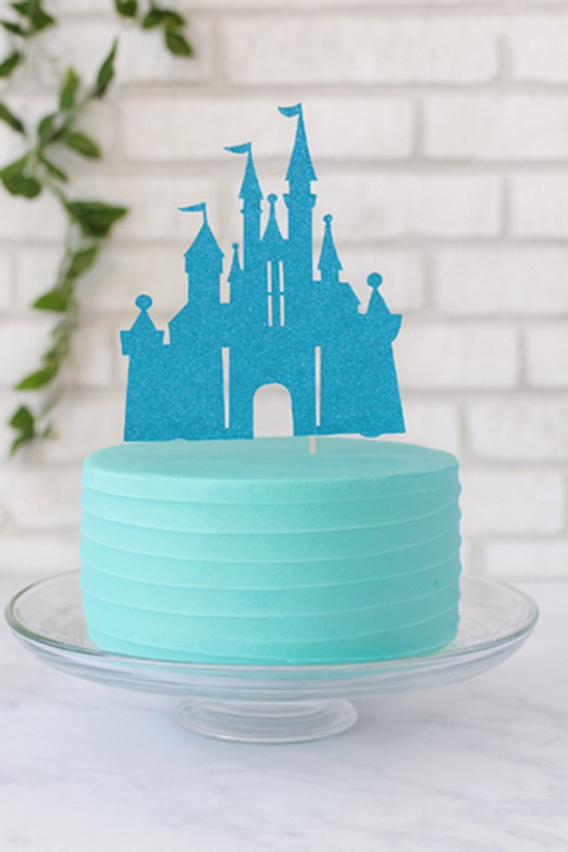 Taartdecoratie - Kasteel - Taarttopper - Prins - Prinses - Turquoise - Glitter