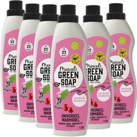 Marcel's Green Soap Universeel Wasmiddel - Patchouli & Cranberry - 6 x 1L - 138 wasbeurten