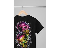 Oversized shirt - Disco skulls - Wurban Wear | Draak | Anime streetwear | Asian streetwear | Streetwear | Geisha | Techno outfit | Fantasy shirt | Gym shirt | y2k | Tattoo | Urban | Grote maten | Japanese mythology | Samurai | Zwart