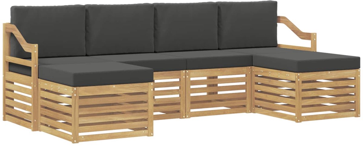 vidaXL Buiten - bank - set - 6 - st - 6-zits - Wit - en - antracietkleurig - Polyester Wit en antracietkleurig
