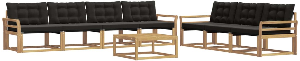 vidaXL Buiten - bank - set - 8 - st - 7-zits - Wit - en - zwart Wit en zwart
