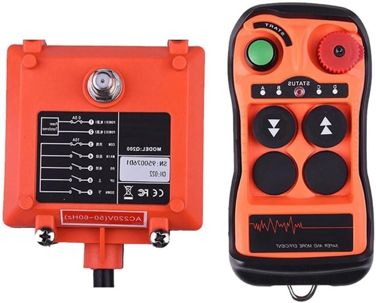 Industriële Afstandsbediening - Draadloze Controller - Hijswerkzaamheden Besturen - Waterdicht IP65 - 2 Knops - Grijs