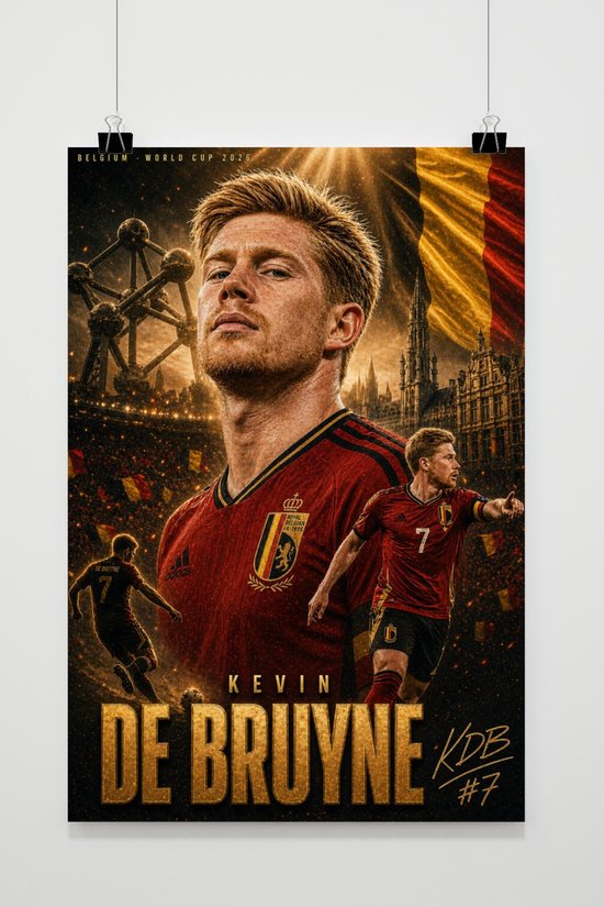 Poster Kevin De Bruyne - Posters de football - Sport - Coupe du Monde 2026 - Belgique - KDB - Milieu de terrain - Décoration murale Salon - Papier 180 grammes - XS7397WV - Format 30 x 40cm