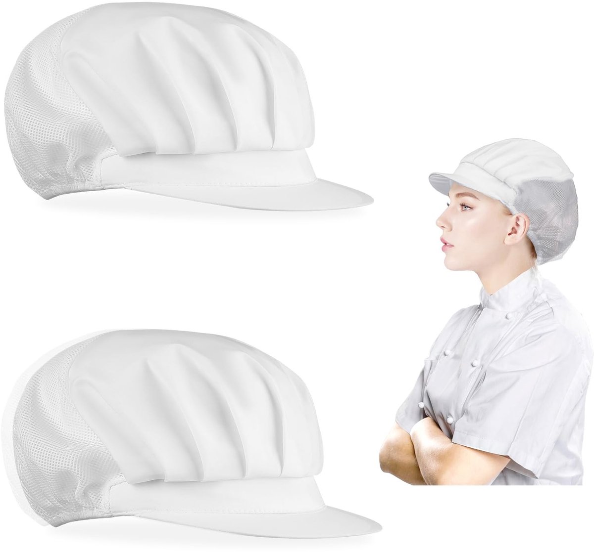 Dailygoods- Koksmuts 2 stuks - Verstelbaar - Ademend - Uniseks - Polyester/Katoen - Totale lengte 52-60 cm - Keukenmuts