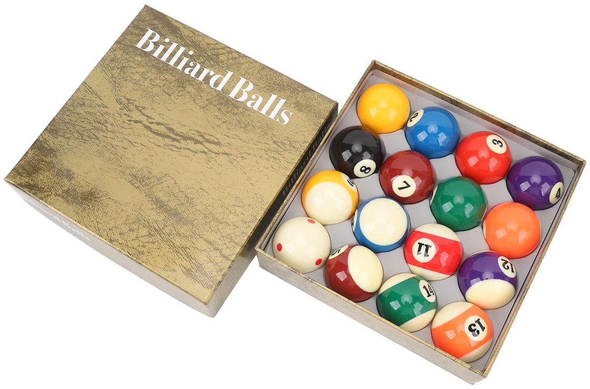 Dailygoods- Biljartballenset 16 stuks - Hars biljartballen - Diameter 5,72 cm - Hoge wrijvingsweerstand - Tafelaccessoires - Heldere kleuren met nummering