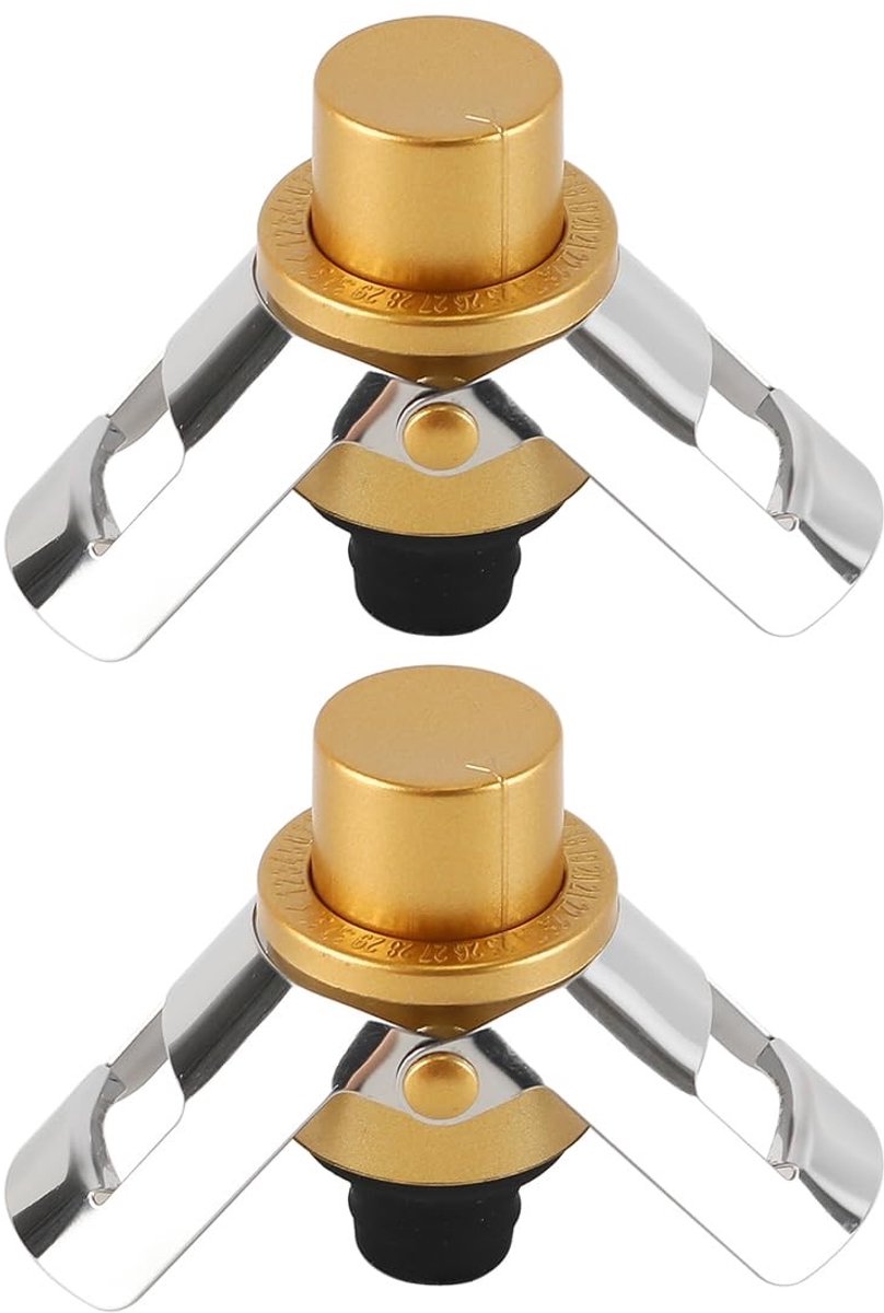 Dailygoods- Champagnestoppers 2 Stuks - RVS - Vacuüm - Pomp - Mousserende Wijn - Siliconen - 5,7 cm x 3,8 cm - Champagnekurk