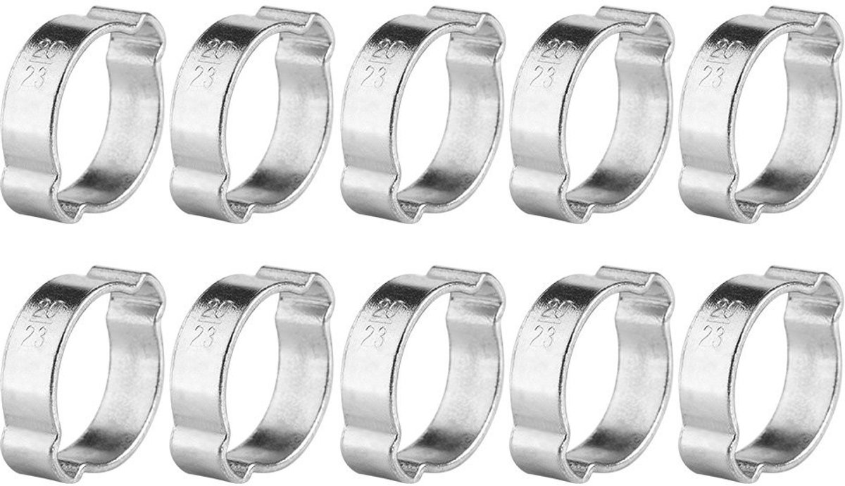 Dailygoods- Slangklem 10 Stuks - Verstelbare Slangklemmen - Roestvrij Staal - Constant Spanningsdruk - Voor Brandstof/Water - Diverse Maten 5-23 mm