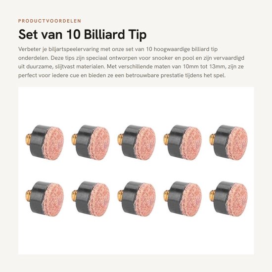 Set van 10 Billiard Tip Onderdelen - 10mm/11mm/12mm/13mm voor Snooker en Pool — afbeelding 5