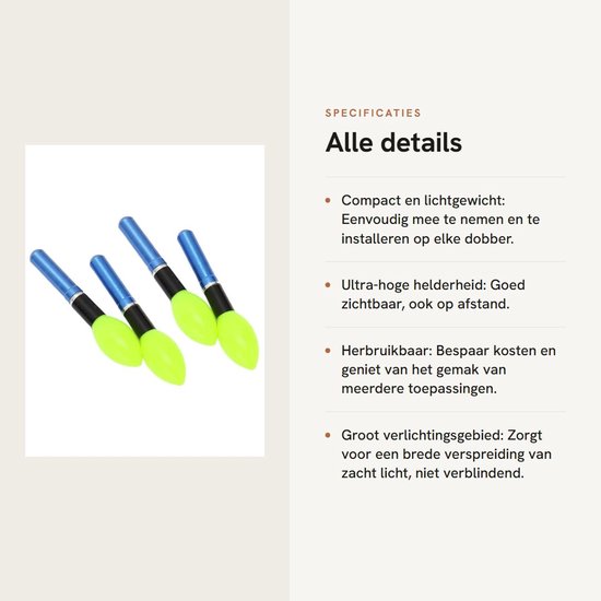 Dailygoods - Bobber Light - Glow Sticks - Ultrahoge helderheid - Groente - Nachtvissen - Compact en lichtgewicht - Geschikt voor alle visdobbers - Kle van Dailygoods — afbeelding 2