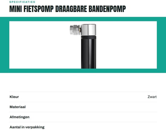 Zwarte Mini Draagbare Fietspomp - Voetbalpomp - Fietsuitrusting - Aluminiumlegering - Gemakkelijk in Gebruik - Sunmeit Voetbalpomp van Sunmeit — afbeelding 3