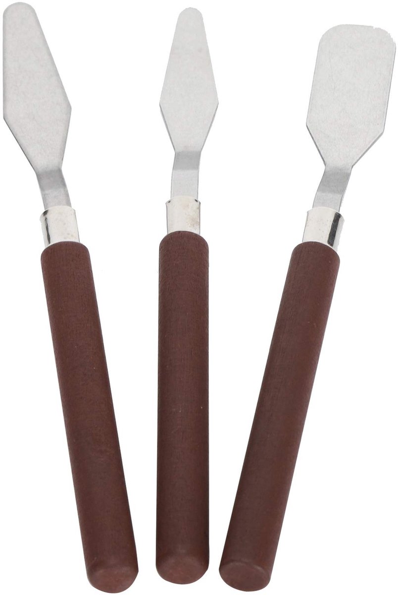 Dailygoods- Paletmessenset Roestvrij Staal - Houten Handvat - Gebogen Mes - Multifunctioneel Gebruik - Olieverf - Ergonomisch Ontwerp - Paletmes