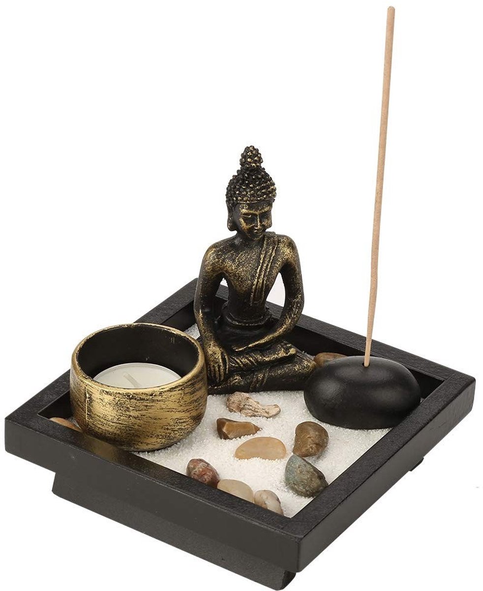 Dailygoods- Wierookset - Boeddha Tafelblad - Zen Tuin Beeld - Decoratief Thuis - Ontspanning/Meditatie - Professioneel Ontwikkeld - Meditatieaccessoires
