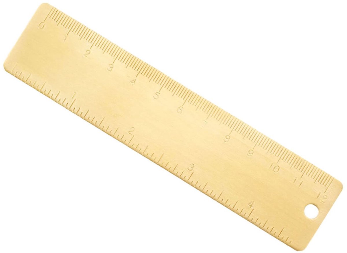 Dailygoods- Meetliniaal Goudkleurig - 12 cm/4 Inch - Dubbele Schaal - Hoge Precisie - Messing Materiaal - Schokbestendig - Liniaal