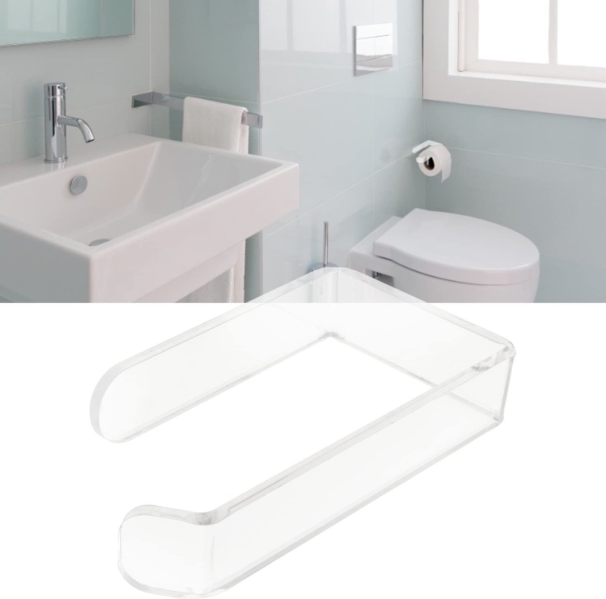 Dailygoods- Toiletpapierhouder zonder boren - Wandmontage - Acryl materiaal - Lichtgewicht - Geschikt voor standaard rollen - Eenvoudige installatie - Rolhouder
