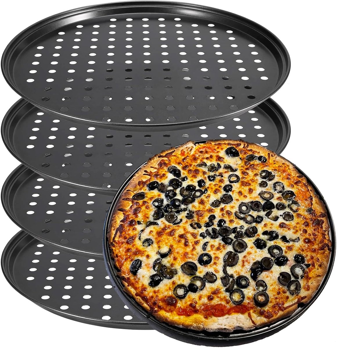 Dailygoods- Pizza Bakpan 30 cm - Ronde Pizzapan met Gaten - Antiaanbaklaag - Duurzaam Materiaal - Voor Oven - Knapperige Pizza's