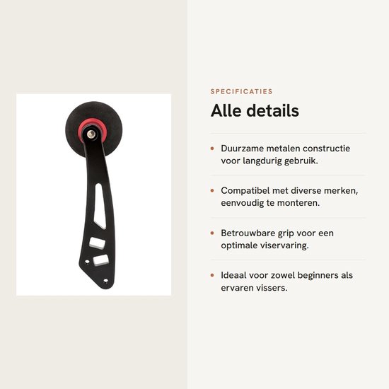 Dailygoods- Vismolen Vervangend Handvat - Metalen Constructie - Compatibel met Low-Profile Rollen - Eenvoudig te Installeren - Duurzaam en Solide - 5 x 8 mm Montagegat - Haspel van Dailygoods — afbeelding 2