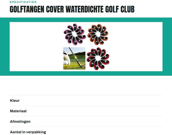 Waterdichte golfclubhoes-set voor golfclubs - 10 stuks, kopbeschermers voor ijzers, beschermhoes voor putter - golfaccessoire met waterdichte bescherming - passend voor de meeste ijzers — afbeelding 2