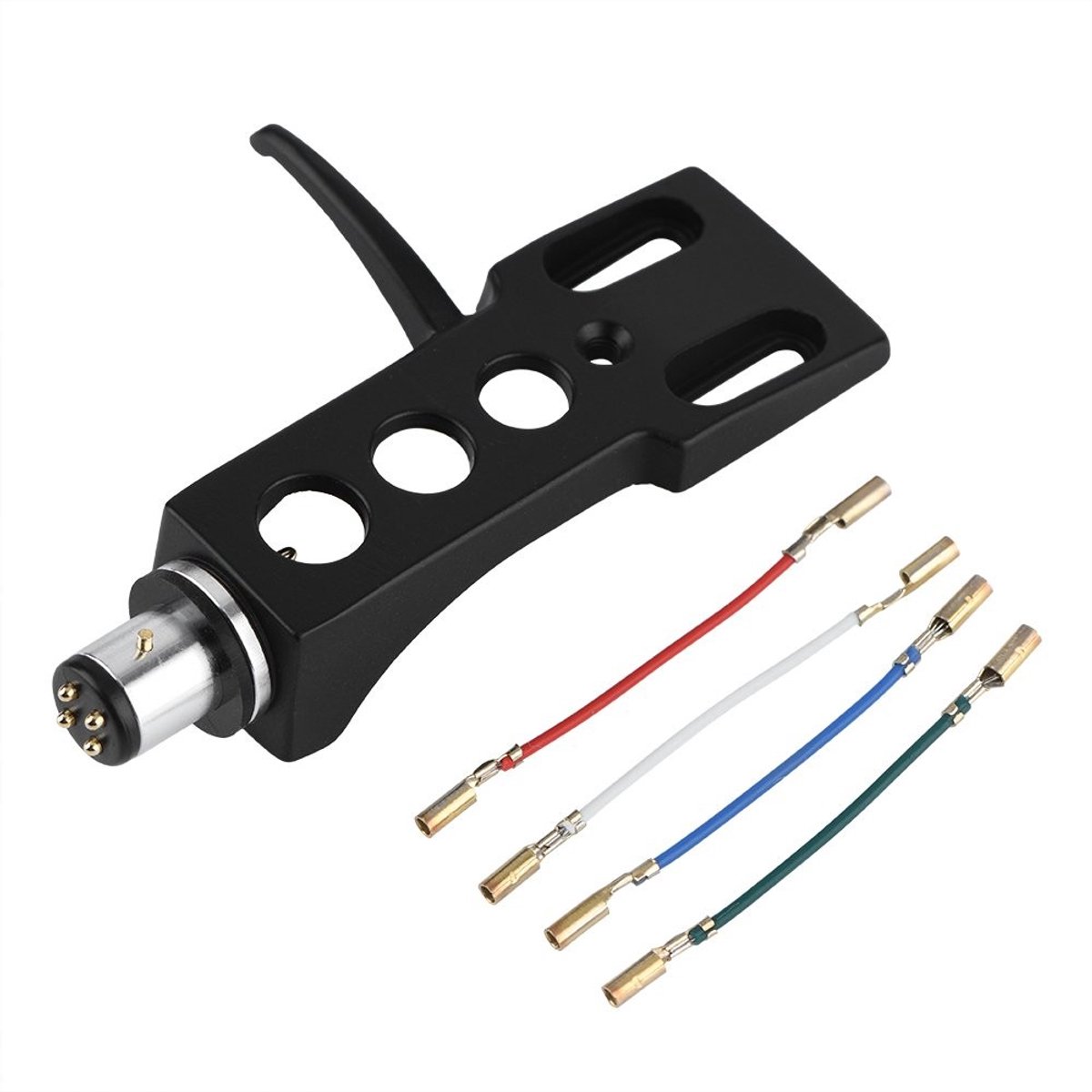 Dailygoods- Headshell Universele Phono Mount - Zuurstofvrij Koper - Kleurgecodeerde Aansluitdraden - Draaitafel Accessoire - 6,3 cm Lengte - 4 Aansluitdraden