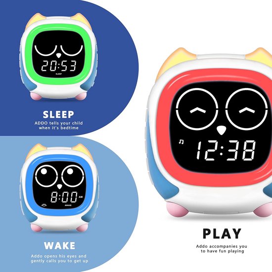 Kinderwekker Uil - Slaaptrainer Klok - Kind Leren Wakker Worden - Zonsopgang Zonsondergang Licht - Kleine Maat - Wit — afbeelding 5