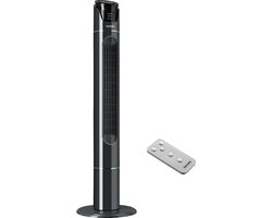 tectake® Grote Ventilator met Afstandsbediening – 110 cm – Oscillerende Ventilator met 3 Snelheden – Torenventilator – Stille Staande Ventilator met Verschillende Windmodi + Timer – Luchtkoeler – Zwart