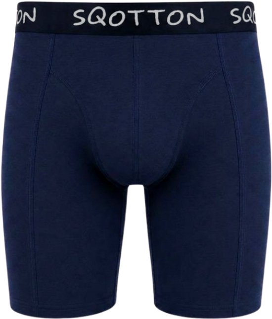 Heren boxershort - SQOTTON® - Lange Pijp - Marineblauw - Maat XL