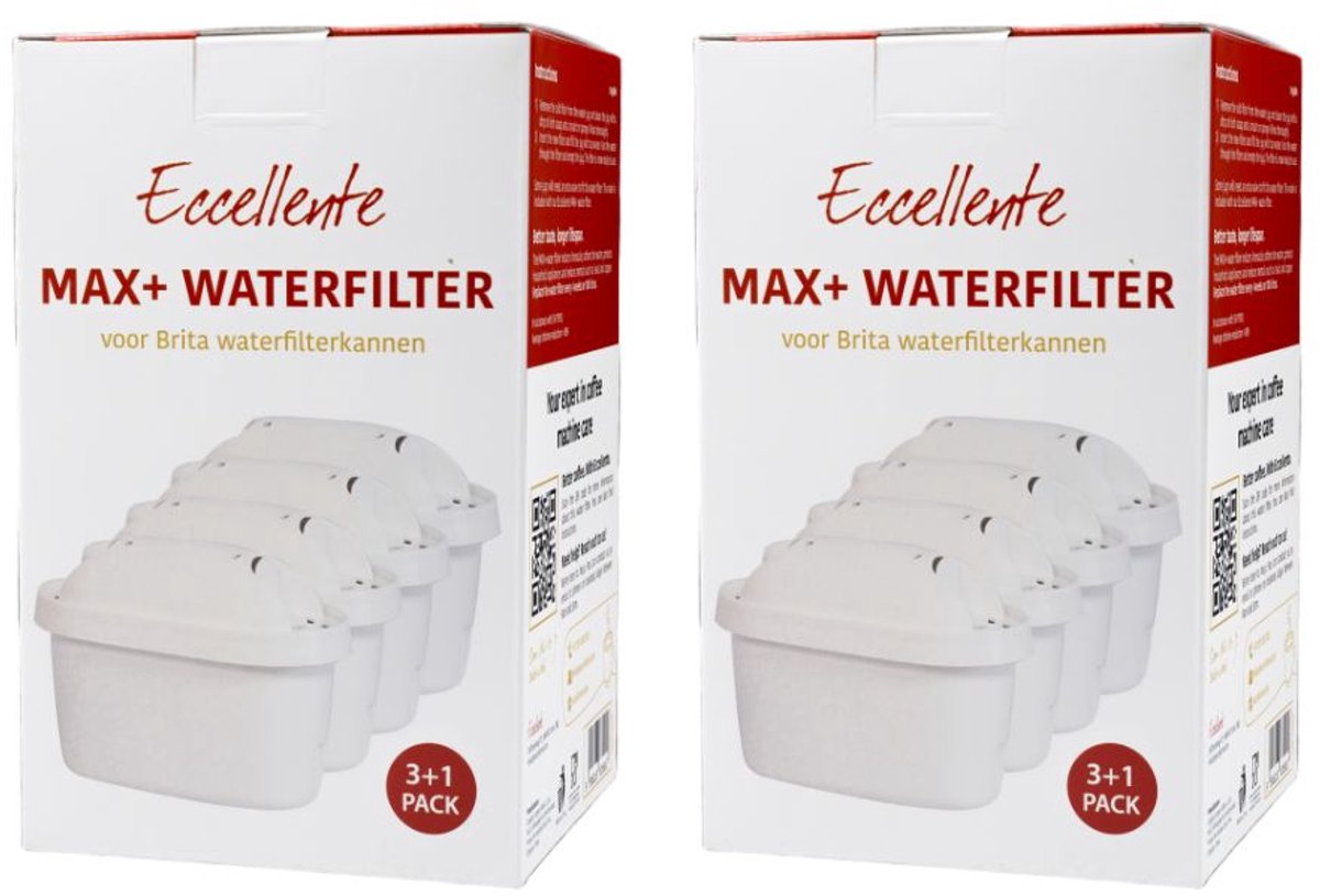 8x Eccellente Max+ waterfilters geschikt voor Brita Maxtra & Brita Maxtra Pro - voordeelverpakking