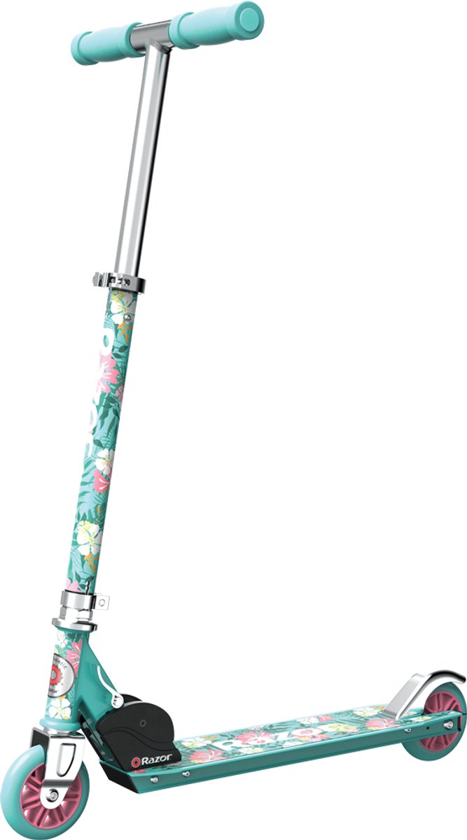 Bol.com Razor A Special Edition - Step - Turquoise Roze Bloemen - Opvouwbaar - Kleine Wielen 98 mm - Voor Kinderen - Tot 65 kg -... aanbieding
