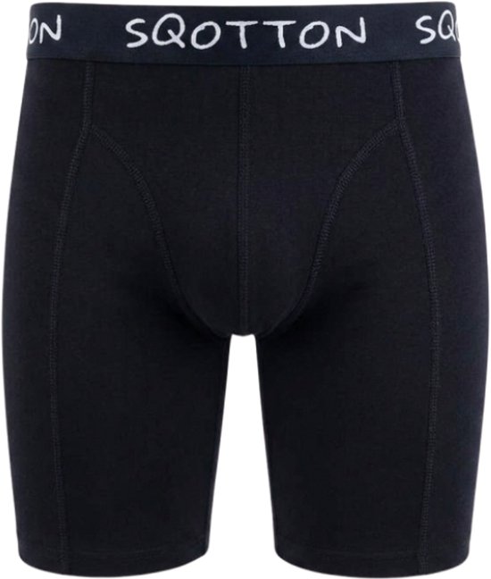 SQOTTON® - Heren Boxershort - Lange Pijp - Zwart - Maat XXL