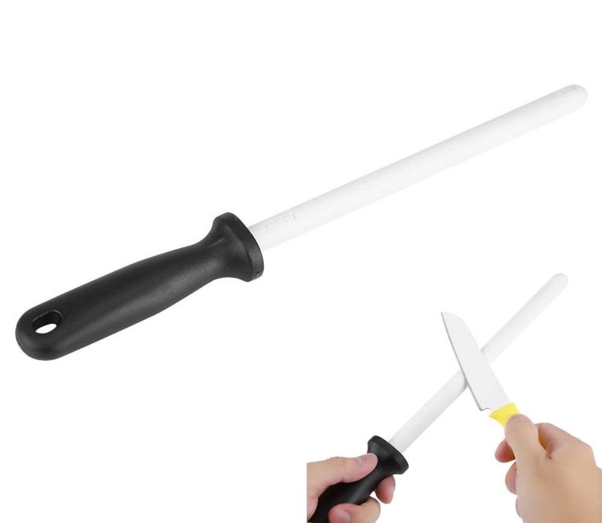 Dailygoods- Slijpstaaf Keramisch 20,3 cm - Professionele Messenslijper - Multifunctioneel Gereedschap - Ergonomische Handgreep - Duurzaam en Slijtvast