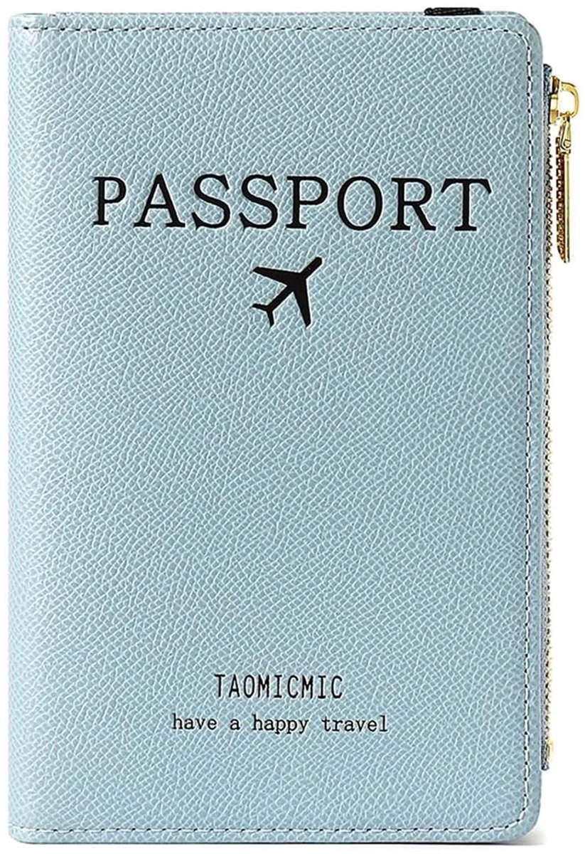 Dailygoods- Paspoorthoes met RFID-blokkering - Lederen Paspoorthouder - Reisportemonnee - Lichtgewicht - Blauw - 17 x 11 x 2 cm - Reisdocumenthouder
