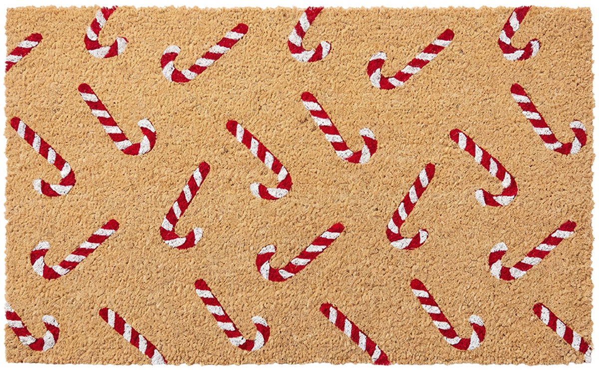 Clayre & Eef Deurmat Bruin Kokos Zuurstok Kerst
