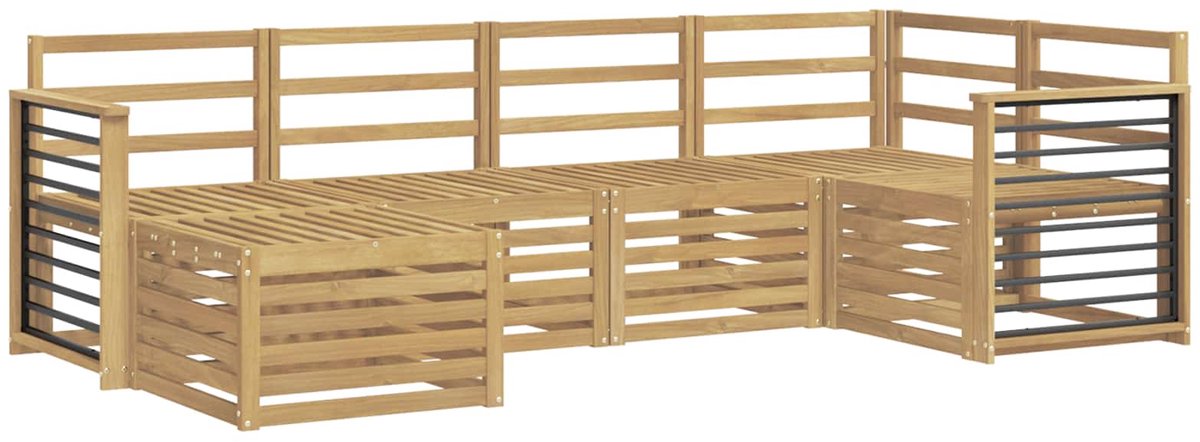 vidaXL Buiten - bank - set - 6 - st - 5-zits - Wit - Polyester