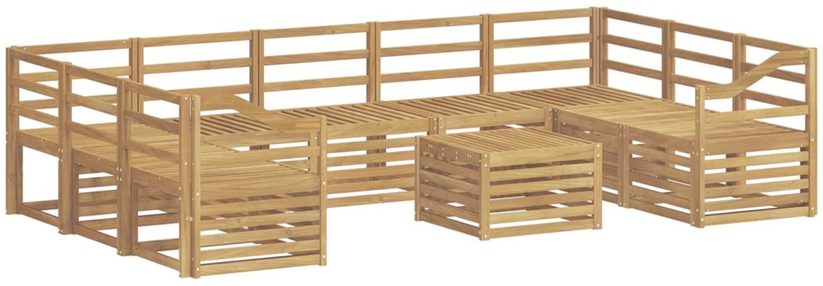 vidaXL Buiten - bank - set - 10 - st - 9-zits - Wit - Massief - Acacia - Hout