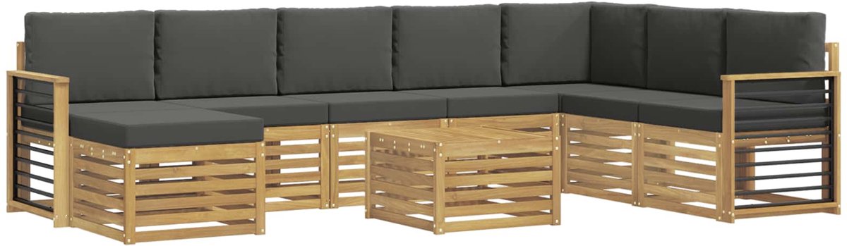 vidaXL Buiten - bank - set - 9 - st - 8-zits - Wit - en - antracietkleurig - Polyester Wit en antracietkleurig