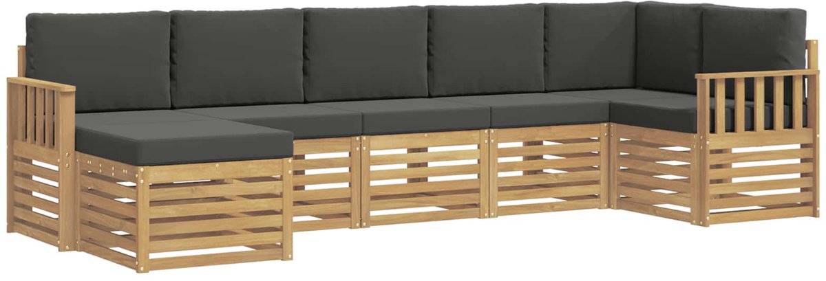 vidaXL Buiten - bank - set - 7 - st - 6-zits - Wit - en - antracietkleurig Wit en antracietkleurig