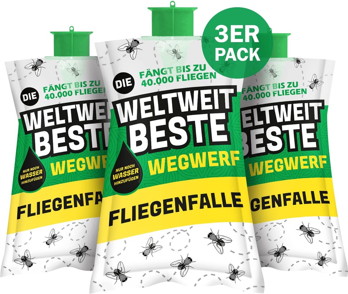 Dailygoods- Vliegenval Professionele Oplossing - Wegwerp Vliegenval - Effectief Insecten Lokmiddel - Geschikt voor Tuinen - Vernietigt tot 40.000 Vliegen - Trekt Vliegen aan tot 12 m - Insectenval