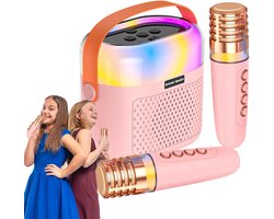 Kids Singing Machine, Family Karaoke Set, Home Karaoke System, Karaoke Speaker, Draagbare Karaoke Machine Family Karaoke Set met Draadloze Microfoon en Verlichting voor Kinderen met Verlichting（Roze）