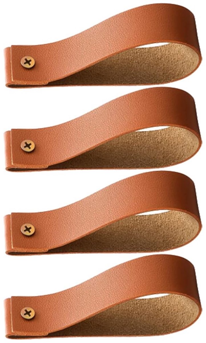 Dailygoods- Wandhaken 4 Stuks - Lederen Ophanghaken - Wandhaken voor Keuken/Badkamer - Handdoek/Sjaal Hanger - Muurbevestiging - Praktische Oplossingen - Wandbeugels