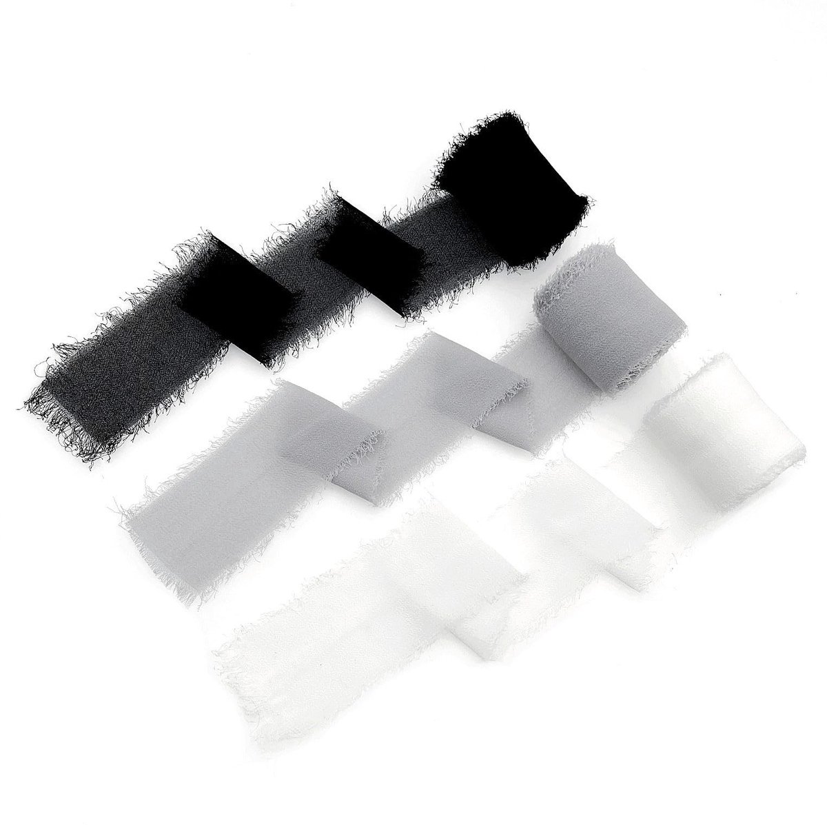 Dailygoods- Chiffon Lint 3 Rollen - 5 Meter/rol - 4 cm Breed - Gerafeld - Mat - Geschikt voor Cadeaus/Decoraties - Cadeaulint