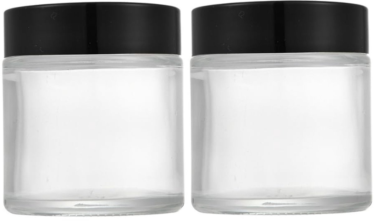Dailygoods- Cosmetic Container 100 ml - 2 Stuks - Duidelijke Glazen Potjes - Antilek Deksel - Reiskoffer - Hoogwaardige Materialen - Cosmetic Jars