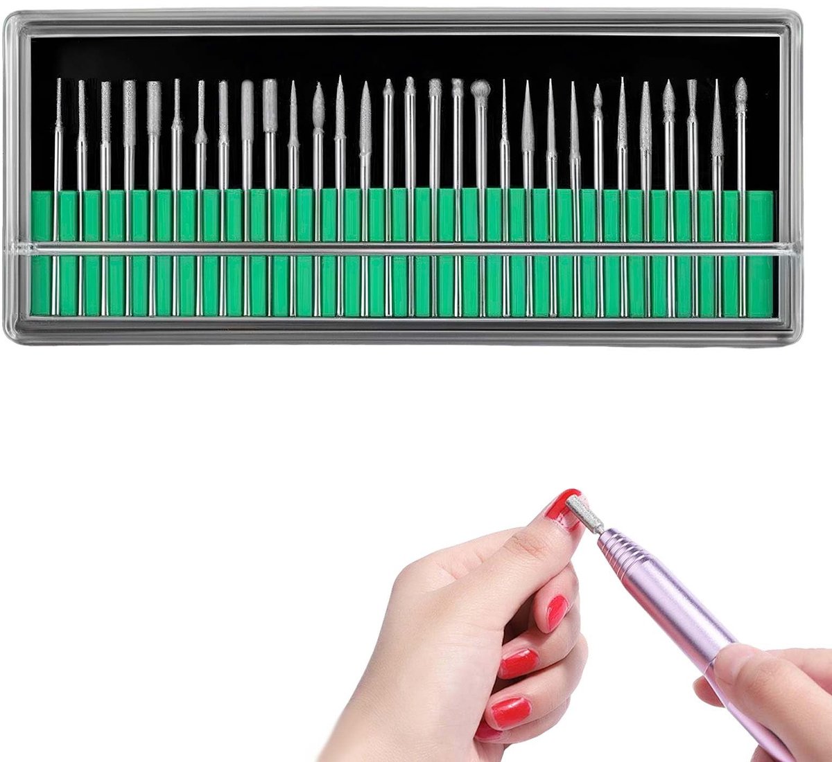 Dailygoods- Boorbits Set 30 Stuks - 3mm Schacht - Diverse Vormen voor Graveren/Slijpen/Polijsten - Geschikt voor Steen/Glas/Keramiek - Duurzame Diamantcoating - Inclusief Opbergdoos - Boorset