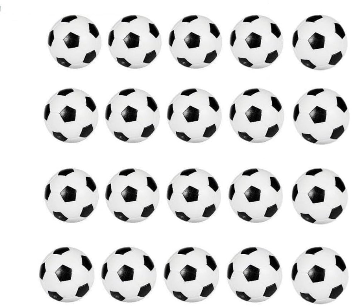 Dailygoods- Tafelvoetbalballen 20 stuks - Tafelvoetbal accessoires - ABS-kunststof - Diameter 32 mm - Zwart/wit - Feestzakvullers - Voetbal