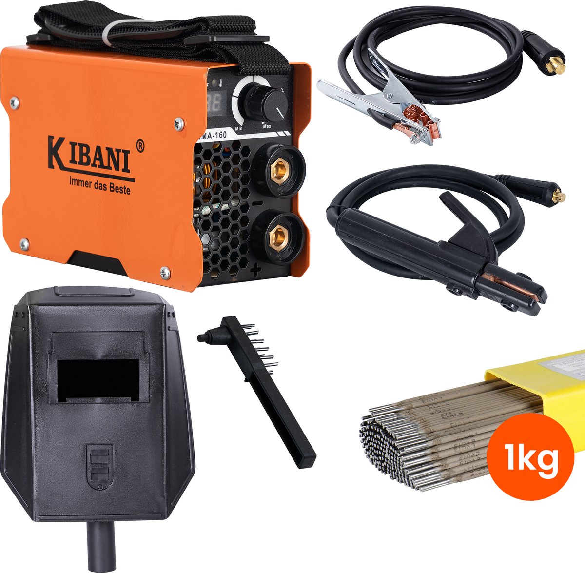 Kibani Lasapparaat MMA160 incl. 1 kg laselektroden - Elektrode Lasapparaat tot 3.2 mm - IGBT-Inverter-Technologie - Compact en Lichtgewicht - Elektrisch Lasapparaat 220V - MMA / Stick