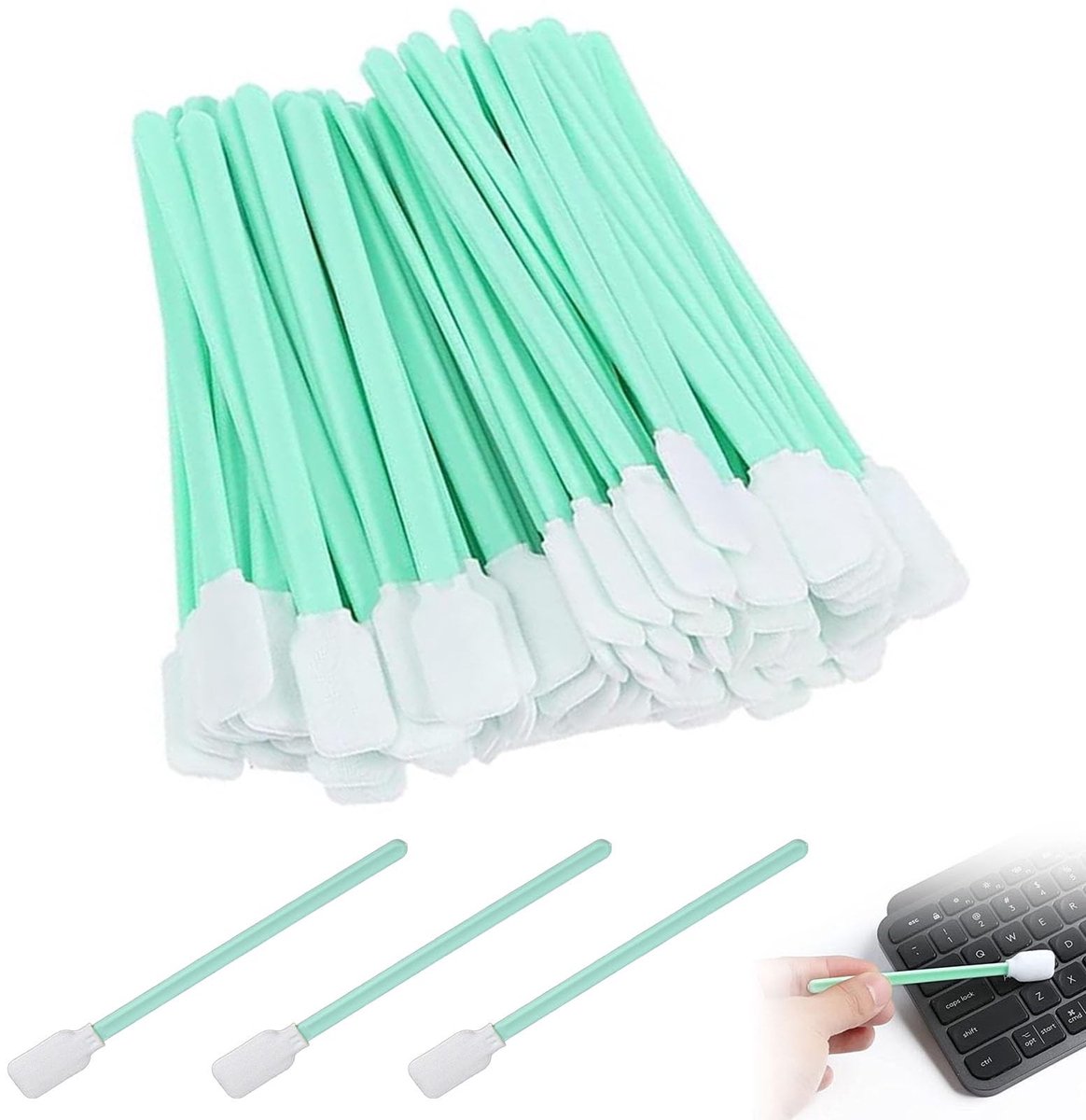 Dailygoods- Wattenstaafjes 50 Stuks - Schuimrubberen Reinigingsstaafjes - Lange Wattenstaafjes - Stofdichte Verpakking - Elastisch en Comprimeerbaar - Effectieve Reiniging