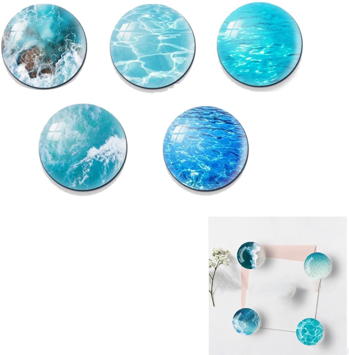 Dailygoods- Koelkastmagneten kleurrijk - 5 stuks - Glasmagneten - Decoratie - Magneten voor kinderen - Sterrenhemeldesign - Hoogwaardig glas
